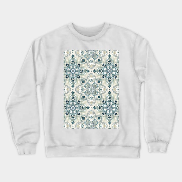 Forest Green & Neutral Taupe Detailed Lace Doodle Pattern Crewneck Sweatshirt by micklyn